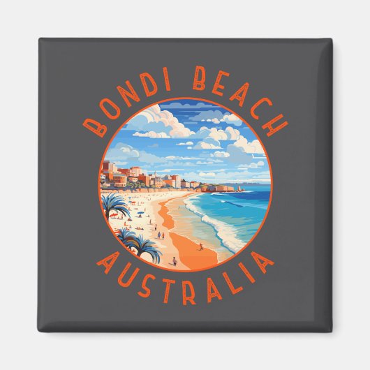 Bondi Beach Australia Travel Art Vintage  マグネット (正面)