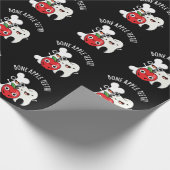 Bone Apple Teeth Funny Bona Appetit Pun Dark BG ラッピングペーパー (角)