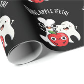 Bone Apple Teeth Funny Bona Appetit Pun Dark BG ラッピングペーパー (ロールコーナー)