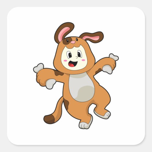 Bone as Rabbitの犬 スクエアシール (正面)