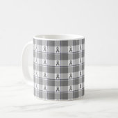 Bone Cancer Awareness Plaid Gray Ribbon コーヒーマグカップ (正面左)