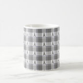 Bone Cancer Awareness Plaid Gray Ribbon コーヒーマグカップ (中央)