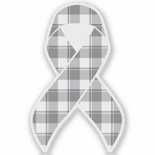 Bone Cancer Awareness Plaid Gray Ribbon シール (正面)