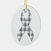 Bone Cancer Awareness Plaid Gray Ribbon セラミックオーナメント (右)