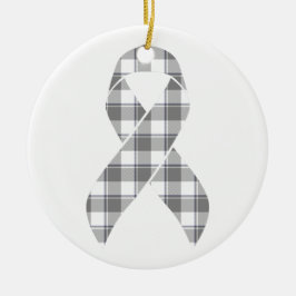 Bone Cancer Awareness Plaid Gray Ribbon セラミックオーナメント
