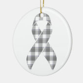 Bone Cancer Awareness Plaid Gray Ribbon セラミックオーナメント (左)