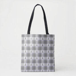 Bone Cancer Awareness Plaid Gray Ribbon トートバッグ