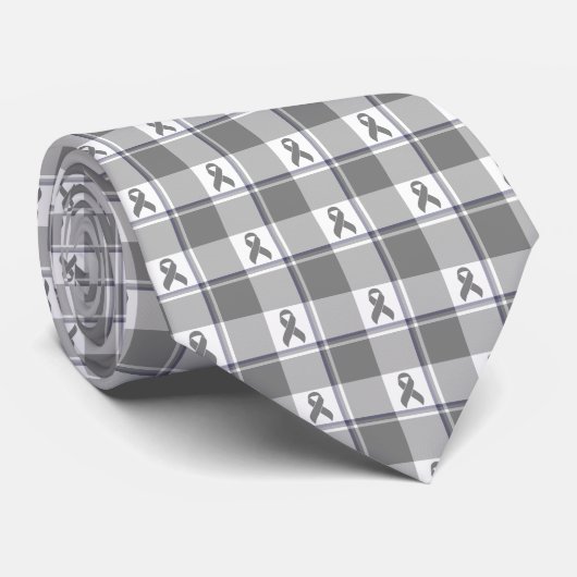 Bone Cancer Awareness Plaid Gray Ribbon ネクタイ (ロール)