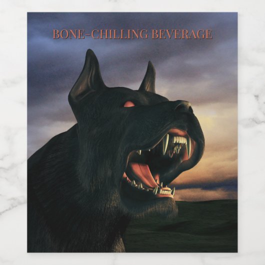 Bone-Chilling Beverage. Big, black dog ワインラベル (シングルラベル)