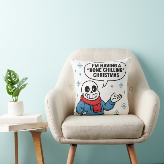 Bone Chilling Christmas Funny Skeleton Holiday Des クッション (椅子)