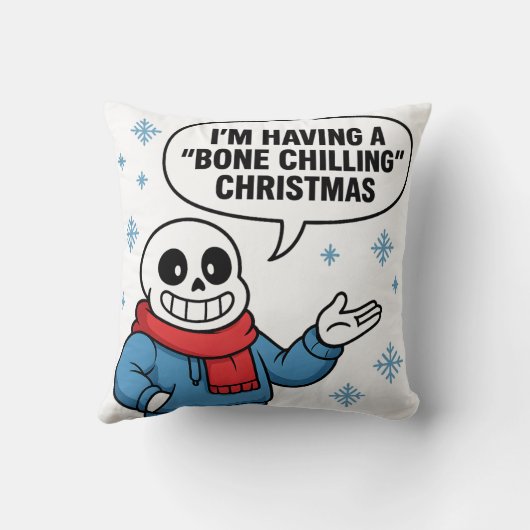 Bone Chilling Christmas Funny Skeleton Holiday Des クッション (裏面)