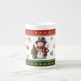 Bone China Mug with Snowman and Christmas Cookies ボーンチャイナマグカップ