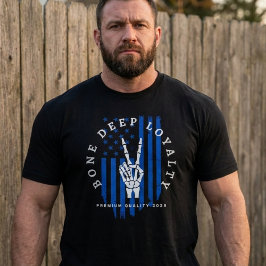 Bone Deep Loyalty Skeleton Hand USA Flag T-Shirt Tシャツ