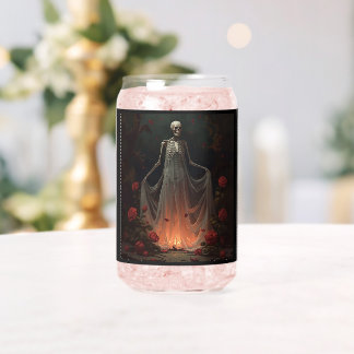 Bone girl wearing a wedding dress in a forest  ガラス缶