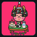 bone milk party スクエアシール<br><div class="desc">A fun Christmas party for the family to overcome calcium deficiency.
Our family drinks delicious milk every day to boost our calcium intake.
At Christmas,  we prepare special cookies and milk and hold a fun party.</div>