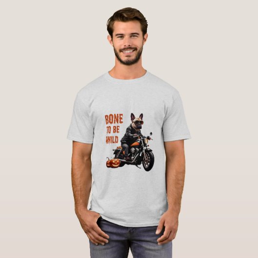 Bone to Be Wild – Biker Pug on Motorcycle | Funny  Tシャツ (正面フル)
