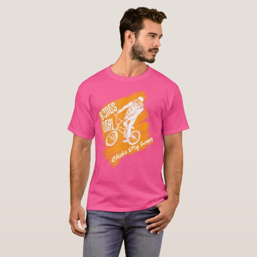 Bones Heal Chicks Dig Scars - Bmx Parkour Tシャツ (正面フル)