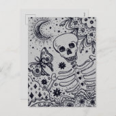 BONES IN THE GARDEN SKELETON、フォークアートムーンモス シーズンポストカード (正面/裏面)