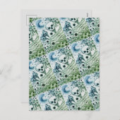 BONES IN THE GARDEN SKELETON、フォークアートムーンモス シーズンポストカード (正面/裏面)