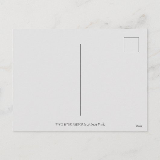 BONES IN THE GARDEN SKELETON、フォークアートムーンモス シーズンポストカード (裏面)