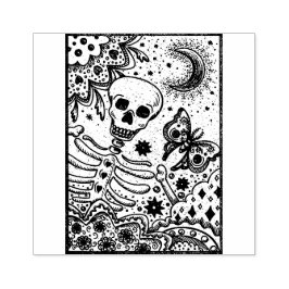 BONES IN THE GARDEN SKELETON、フォークアートムーンモス ラバースタンプ