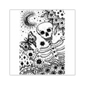 BONES IN THE GARDEN SKELETON、フォークアートムーンモス ラバースタンプ (インプリント)