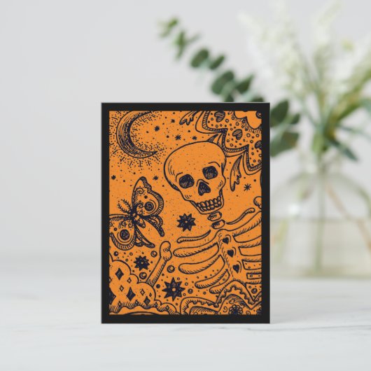 BONES IN THE GARDEN SKELETON、フォークアートムーンモスH シーズンポストカード (スタンド正面)