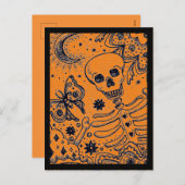 BONES IN THE GARDEN SKELETON、フォークアートムーンモスH シーズンポストカード (正面/裏面)