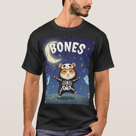 Bones – Skeleton Hamster Halloween Party Shirt Tシャツ (正面)