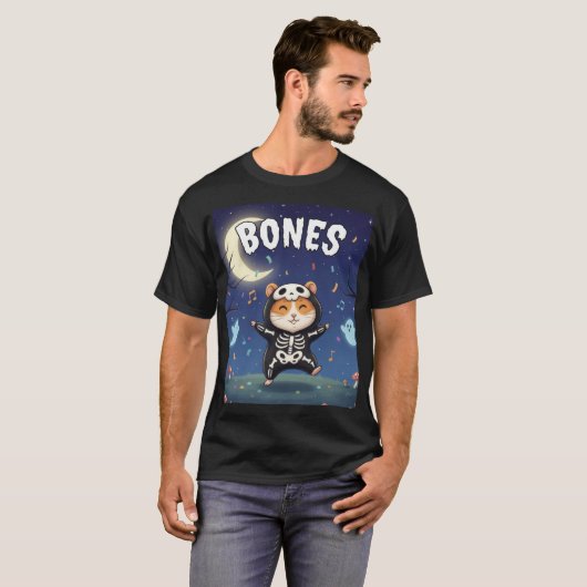 Bones – Skeleton Hamster Halloween Party Shirt Tシャツ (正面フル)