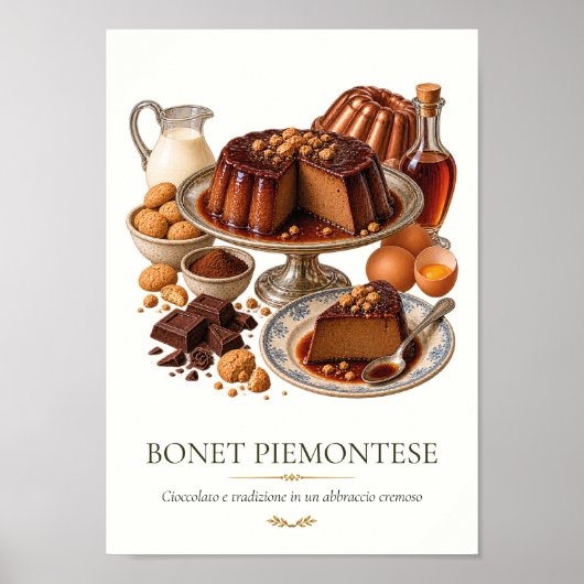 Bonet Piemontese – Vintage Italian Dessert ポスター (正面)