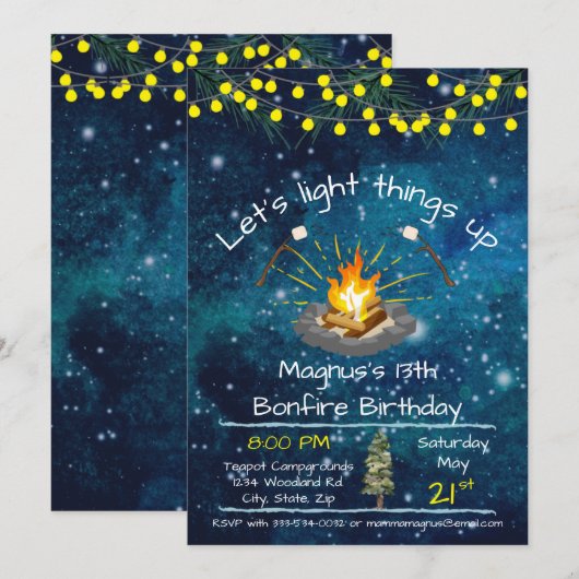 Bonfire誕生日5x7招待状 招待状 (正面/裏面)
