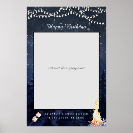 Bonfire Camping | Birthday Photo Prop Sign ポスター (正面)