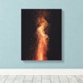 Bonfire Flames Sparksオリジナル火災写真 キャンバスプリント (インサイチュ (ウッドフロア))