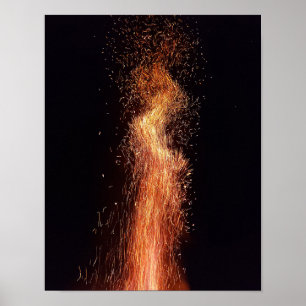 Bonfire Flames Sparksオリジナル火災写真 ポスター