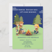 Bonfire Woodland camping outdoor birthday party 招待状 (正面)