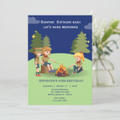 Bonfire Woodland camping outdoor birthday party 招待状 (スタンド正面)