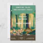 Bonfire Woodland camping outdoor birthday party 招待状 (正面)