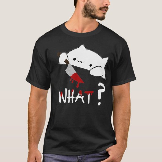 Bongo Cat what Funny Halloween Cat with Bloody Tシャツ (正面)