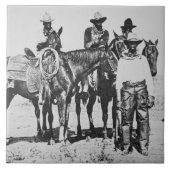 Bonham、テキサス州、c.1890 (b/wの写真)の黒いカウボーイ タイル (正面)