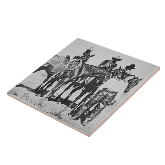 Bonham、テキサス州、c.1890 (b/wの写真)の黒いカウボーイ タイル (側面)