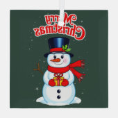 Bonhomme de neige chapeau haut-de-forme noël ガラスオーナメント (裏面)