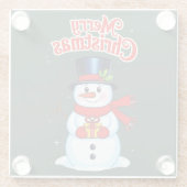 Bonhomme de neige chapeau haut-de-forme noël ガラスコースター (裏面)