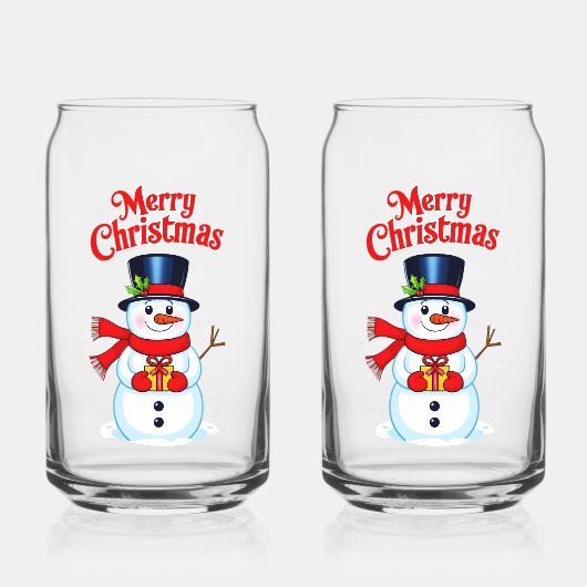 Bonhomme de neige chapeau haut-de-forme noël ガラス缶 (正面)