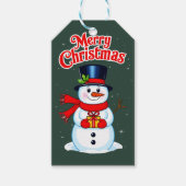 Bonhomme de neige chapeau haut-de-forme noël ギフトタグ (正面)