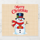 Bonhomme de neige chapeau haut-de-forme noël スパークリングワインラベル (シングルラベル)