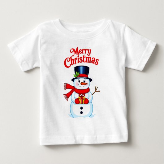 Bonhomme de neige chapeau haut-de-forme noël ベビーTシャツ (正面)