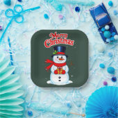 Bonhomme de neige chapeau haut-de-forme noël ペーパープレート (パーティー)