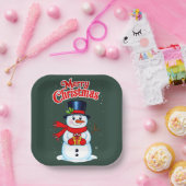 Bonhomme de neige chapeau haut-de-forme noël ペーパープレート (パーティー)