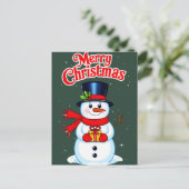 Bonhomme de neige chapeau haut-de-forme noël ポストカード (スタンド正面)